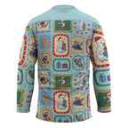 Australia Wildlife Christmas Stamp Hockey Jersey Blue Aussie Native Animal Seamless Pattern