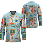Australia Wildlife Christmas Stamp Hockey Jersey Blue Aussie Native Animal Seamless Pattern
