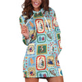 Australia Wildlife Christmas Stamp Hoodie Dress Blue Aussie Native Animal Seamless Pattern
