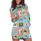 Australia Wildlife Christmas Stamp Hoodie Dress Blue Aussie Native Animal Seamless Pattern