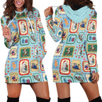Australia Wildlife Christmas Stamp Hoodie Dress Blue Aussie Native Animal Seamless Pattern