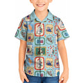 Australia Wildlife Christmas Stamp Kid Hawaiian Shirt Blue Aussie Native Animal Seamless Pattern
