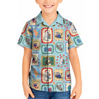 Australia Wildlife Christmas Stamp Kid Hawaiian Shirt Blue Aussie Native Animal Seamless Pattern