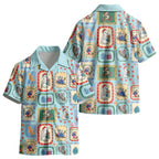 Australia Wildlife Christmas Stamp Kid Hawaiian Shirt Blue Aussie Native Animal Seamless Pattern