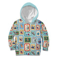 Australia Wildlife Christmas Stamp Kid Hoodie Blue Aussie Native Animal Seamless Pattern