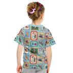 Australia Wildlife Christmas Stamp Kid T Shirt Blue Aussie Native Animal Seamless Pattern