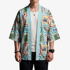Australia Wildlife Christmas Stamp Kimono Blue Aussie Native Animal Seamless Pattern
