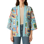 Australia Wildlife Christmas Stamp Kimono Blue Aussie Native Animal Seamless Pattern
