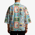 Australia Wildlife Christmas Stamp Kimono Blue Aussie Native Animal Seamless Pattern