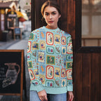 Australia Wildlife Christmas Stamps Ugly Christmas Sweater Blue Aussie Native Animal Seamless Pattern