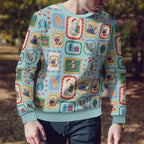Australia Wildlife Christmas Stamps Ugly Christmas Sweater Blue Aussie Native Animal Seamless Pattern
