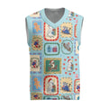 Australia Wildlife Christmas Stamps Christmas Knitted V-Neck Vest Blue Aussie Native Animal Seamless Pattern
