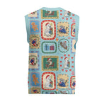 Australia Wildlife Christmas Stamps Christmas Knitted V-Neck Vest Blue Aussie Native Animal Seamless Pattern