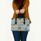 Australia Wildlife Christmas Stamp Leather Bag Blue Aussie Native Animal Seamless Pattern