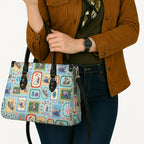 Australia Wildlife Christmas Stamp Leather Bag Blue Aussie Native Animal Seamless Pattern