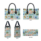 Australia Wildlife Christmas Stamp Leather Bag Blue Aussie Native Animal Seamless Pattern