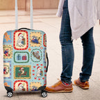 Australia Wildlife Christmas Stamp Luggage Cover Blue Aussie Native Animal Seamless Pattern