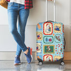 Australia Wildlife Christmas Stamp Luggage Cover Blue Aussie Native Animal Seamless Pattern