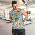 Australia Wildlife Christmas Stamp Men Tank Top Blue Aussie Native Animal Seamless Pattern