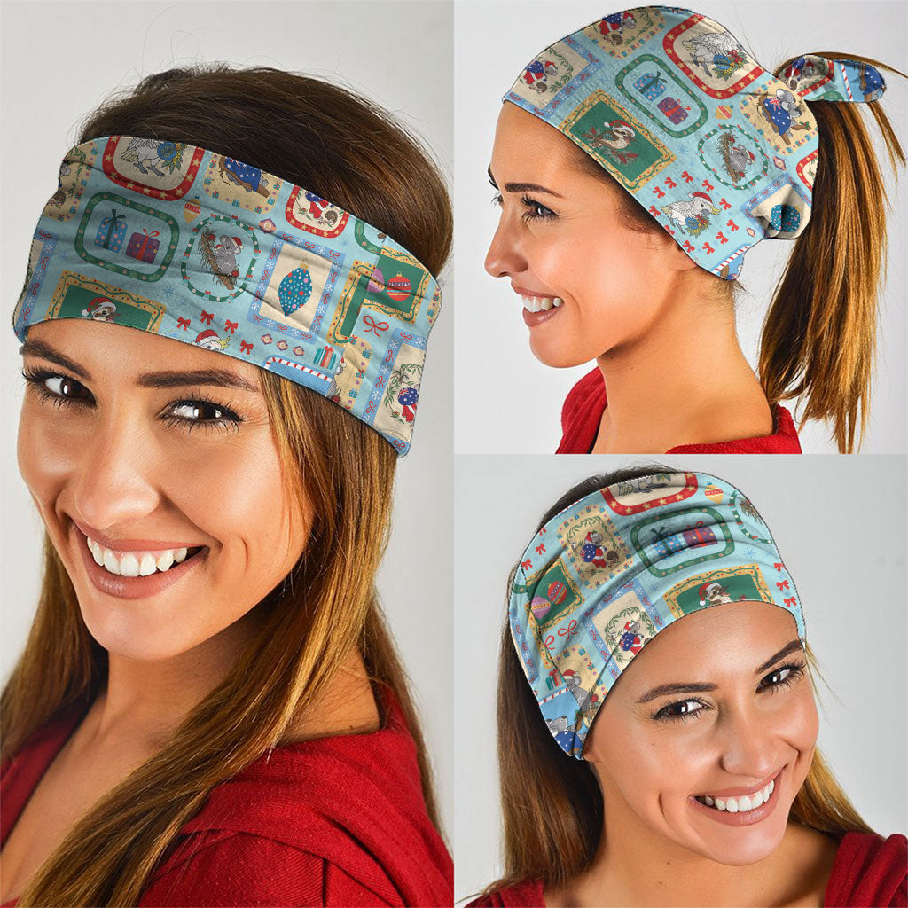Australia Wildlife Christmas Stamp Neck Gaiter Blue Aussie Native Animal Seamless Pattern