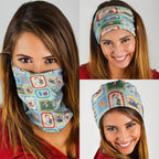 Australia Wildlife Christmas Stamp Neck Gaiter Blue Aussie Native Animal Seamless Pattern