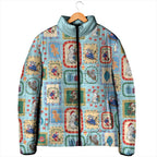 Australia Wildlife Christmas Stamp Padded Jacket Blue Aussie Native Animal Seamless Pattern