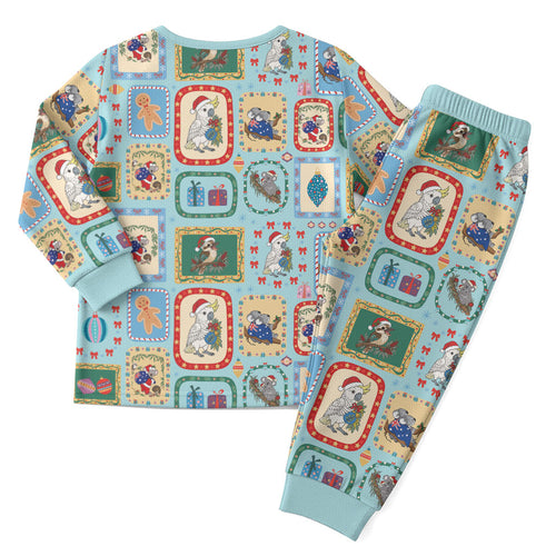 Australia Wildlife Christmas Stamps Christmas Pajama Set Blue Aussie Native Animal Seamless Pattern