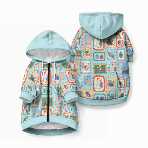 Australia Wildlife Christmas Stamp Pet Hoodie Blue Aussie Native Animal Seamless Pattern
