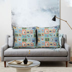 Australia Wildlife Christmas Stamp Pillow Cover Blue Aussie Native Animal Seamless Pattern
