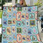 Australia Wildlife Christmas Stamp Quilt Blue Aussie Native Animal Seamless Pattern