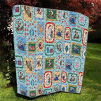 Australia Wildlife Christmas Stamp Quilt Blue Aussie Native Animal Seamless Pattern