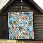 Australia Wildlife Christmas Stamp Quilt Blue Aussie Native Animal Seamless Pattern