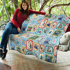 Australia Wildlife Christmas Stamp Quilt Blue Aussie Native Animal Seamless Pattern