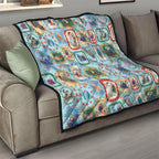 Australia Wildlife Christmas Stamp Quilt Blue Aussie Native Animal Seamless Pattern