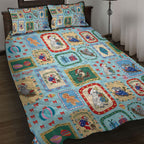 Australia Wildlife Christmas Stamp Quilt Bed Set Blue Aussie Native Animal Seamless Pattern