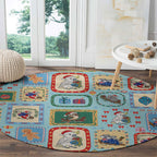 Australia Wildlife Christmas Stamp Round Carpet Blue Aussie Native Animal Seamless Pattern