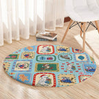 Australia Wildlife Christmas Stamp Round Carpet Blue Aussie Native Animal Seamless Pattern