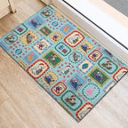 Australia Wildlife Christmas Stamp Rubber Doormat Blue Aussie Native Animal Seamless Pattern