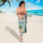 Australia Wildlife Christmas Stamp Sarong Blue Aussie Native Animal Seamless Pattern