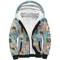 Australia Wildlife Christmas Stamp Sherpa Hoodie Blue Aussie Native Animal Seamless Pattern