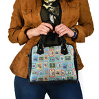 Australia Wildlife Christmas Stamp Shoulder Handbag Blue Aussie Native Animal Seamless Pattern