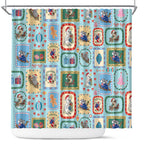 Australia Wildlife Christmas Stamp Shower Curtain Blue Aussie Native Animal Seamless Pattern