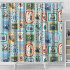 Australia Wildlife Christmas Stamp Shower Curtain Blue Aussie Native Animal Seamless Pattern