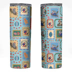 Australia Wildlife Christmas Stamp Skinny Tumbler Blue Aussie Native Animal Seamless Pattern