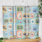 Australia Wildlife Christmas Stamp Skinny Tumbler Blue Aussie Native Animal Seamless Pattern