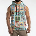 Australia Wildlife Christmas Stamp Sleeveless Hoodie Blue Aussie Native Animal Seamless Pattern