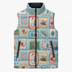 Australia Wildlife Christmas Stamp Sleeveless Puffer Jacket Blue Aussie Native Animal Seamless Pattern