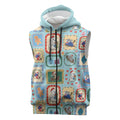 Australia Wildlife Christmas Stamp Sleeveless Zip Hoodie Blue Aussie Native Animal Seamless Pattern