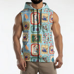 Australia Wildlife Christmas Stamp Sleeveless Zip Hoodie Blue Aussie Native Animal Seamless Pattern