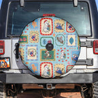 Australia Wildlife Christmas Stamp Spare Tire Cover Blue Aussie Native Animal Seamless Pattern